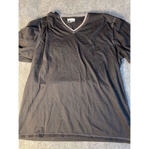 INC International Concepts Shirt Men XL Black Cotton Short Sleeve V Neck Regular